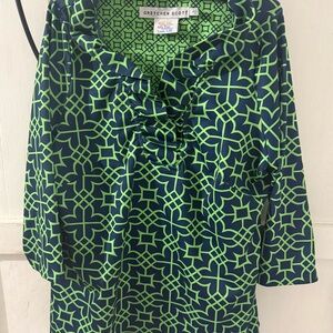 Gretchen Scott Designs Navy and Lime Tunic